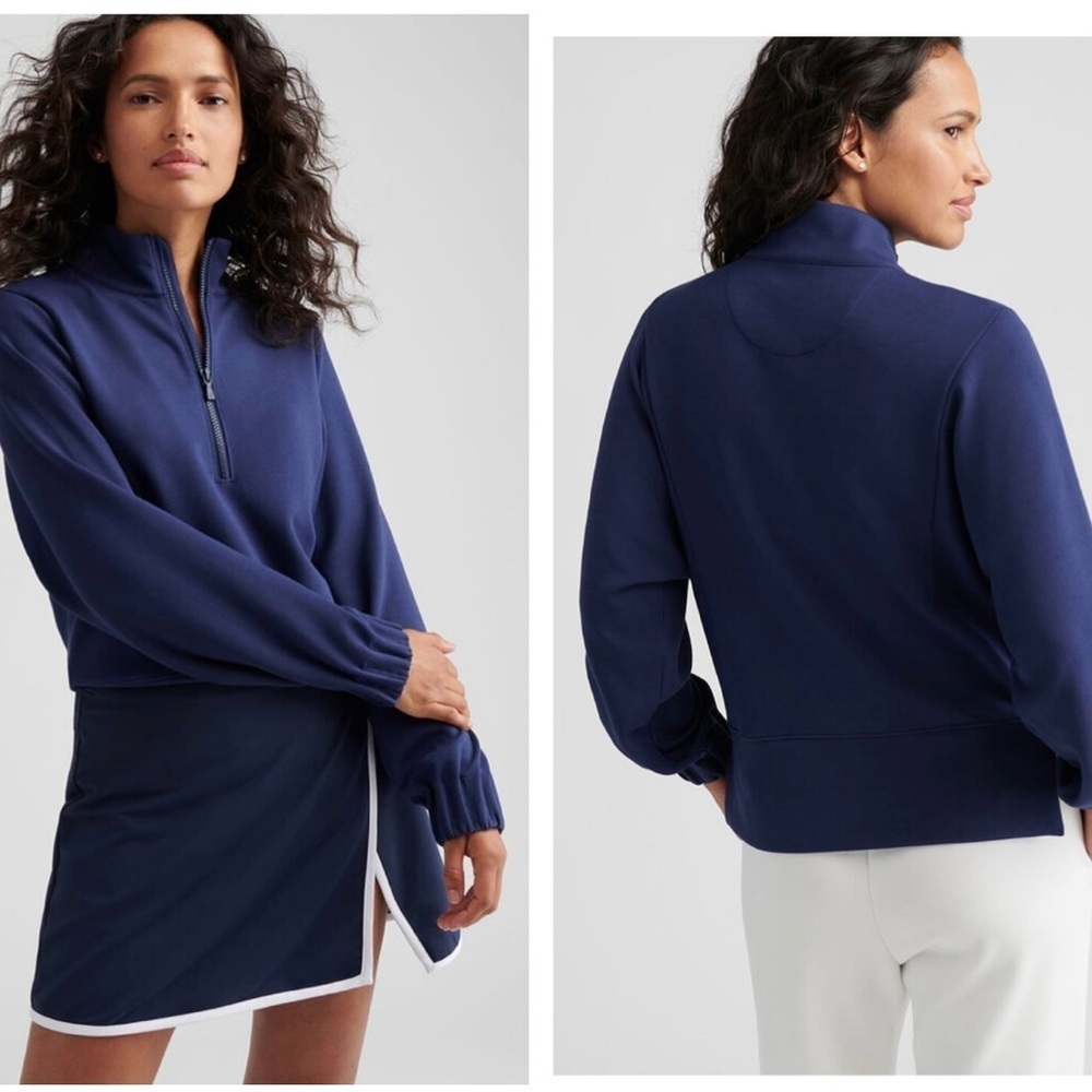 Peter Millar Crown Sport Navy Blue Flora Knit Half Zip Pullover Top size XL - Picture 2 of 10